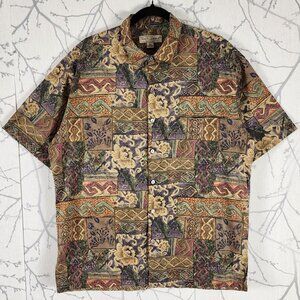 Tori Richard Honolulu Eclectic Abstract Printed 100% Cotton Lawn Shirt